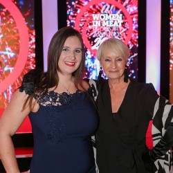 Previous Meat Management editor Emily Ansell Elfer with Lesley Waters.