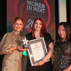 THE RISING STAR AWARD - Award partner Wei Fu of Kalsec (right), winner Rebecca Phillips of Dunbia and Katie Derham.