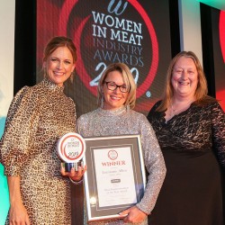MEAT BUSINESSWOMAN OF THE YEAR AWARD - Award partner Judith Johnston of Kerry (right), winner Lucianne Allen of Aubrey Allen and Katie Derham.