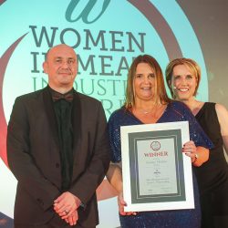 MEAT BUSINESSWOMAN AWARD: WHOLESALING - (l-r) Award partner Lee Rampling of Pilgrim’s UK, Lindsay Murphy of Booker and Katharine Merry. MEAT BUSINESSWOMAN AWARD: WHOLESALING - (l-r) Award partner Lee Rampling of Pilgrim’s UK, Lindsay Murphy of Booker and Katharine Merry.