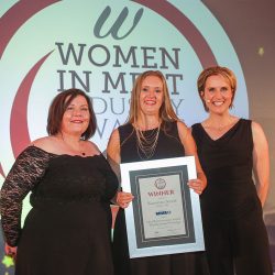 MEAT BUSINESSWOMAN AWARD: MANUFACTURING/PROCESSING - (l-r) Award partner Anita McIntyre of Reiser, and Katarzyna (Kasia) Szynal of Pilgrim’s UK with Katharine Merry. MEAT BUSINESSWOMAN AWARD: MANUFACTURING/PROCESSING - (l-r) Award partner Anita McIntyre of Reiser, and Katarzyna (Kasia) Szynal of Pilgrim’s UK with Katharine Merry.