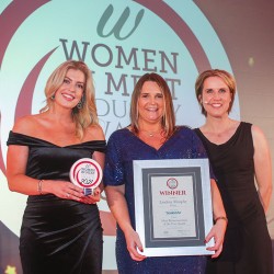 MEAT BUSINESSWOMAN OF THE YEAR AWARD - (l-r) Award partner Colette O’Reilly of Sealed Air and 2021 Meat Businesswoman of the Year, Lindsay Murphy, with Katharine Merry. MEAT BUSINESSWOMAN OF THE YEAR AWARD - (l-r) Award partner Colette O’Reilly of Sealed Air and 2021 Meat Businesswoman of the Year, Lindsay Murphy, with Katharine Merry.