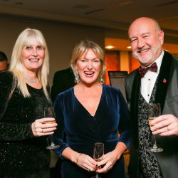 Awards organiser, Sharon Yandell with ceremony co-host Rachel Allen and publisher of Meat Management Magazine, Graham Yandell.