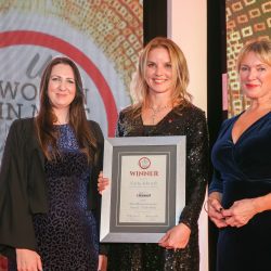 Meat Businesswoman Award – Trade Body: Winner – Carla Ashcroft, The Worshipful Company of Butchers. (l-r) Seressa Shepherd of category partner Marel, Carla Ashcroft and Rachel Allen.