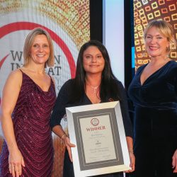 Meat Businesswoman Award – Wholesaling: Winner – Bal Mehmi, Blakemore Fresh Foods. (l-r) Rachel Baldwin of category partner Pilgrim’s UK, Bal Mehmi alongside awards co-host Rachel Allen.