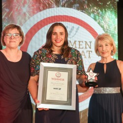 The Rising Star Award: Winner – Elizabeth Clarke, Linden Foods/ABP. (L-R) Jette Nordentoft of category partner Baader, Elizabeth Clarke and Jennie Bond.