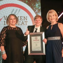 Meat Businesswoman Award – Craft Butchery: Winner - Sammy Isaacs, Bridget B’s. (L-R) Michelle White of category partner Dunbia, Sammy Isaacs and Jennie Bond.