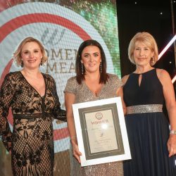 Meat Businesswoman Award – Poultry: Winner – Catherine Glendinning, Moy Park. (L-R) Rebecca Harris of category partner Klockner Pentaplast, Catherine Glendinning and Jennie Bond.