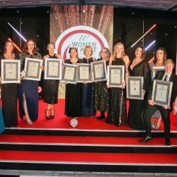 The winners of the 2023 Women In Meat Industry Awards with host Jennie Bond.
