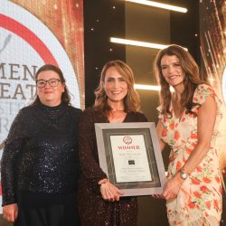 Meat Businesswoman Award – Industry Supplier: Winner – Sally Molyneux, KP. (L-R) Carla Quirk of category partner Porky Whites Ltd, Sally Molyneux and Annabel Croft.