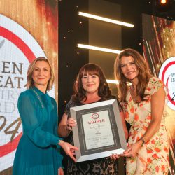 Meat Businesswoman Award – Multiple Retailing: Winner - Robyn Myers, ABP UK. (L-R) Emma Hallam of category partner Pilgrim’s Europe, Robyn Myers and Annabel Croft.