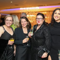 L-R: Monica Ruja, Fiona Lomas and Carla Quirk of Porky Whites Ltd with India Hoad of Korker Sausages.